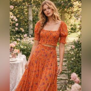 For Love & Lemons Floral Smocked Crop Top 🌸